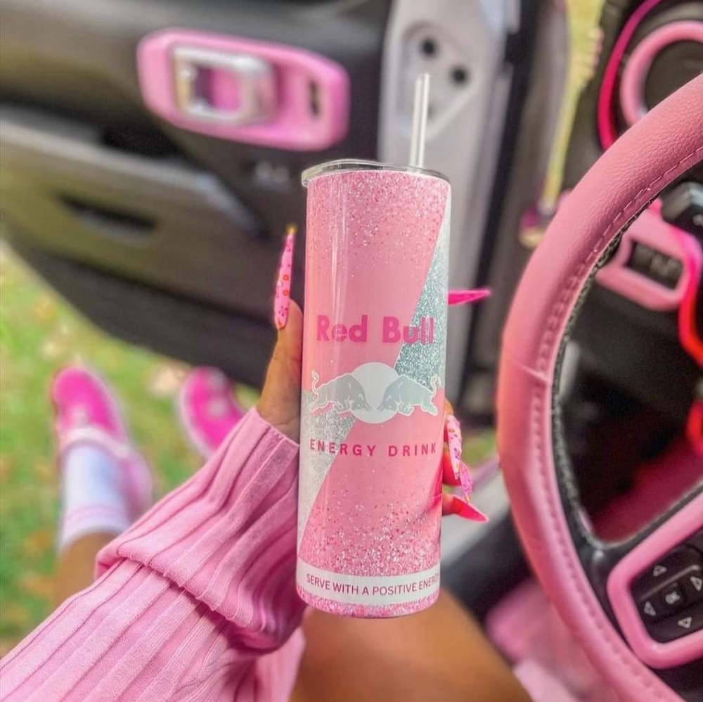 Pink Redbull Glitter Tumbler 20oz - Barbiecore - Handmade